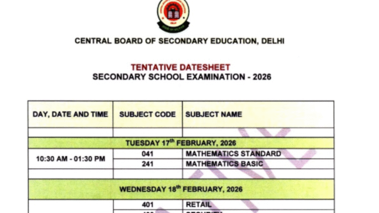 CBSE date sheet 2026